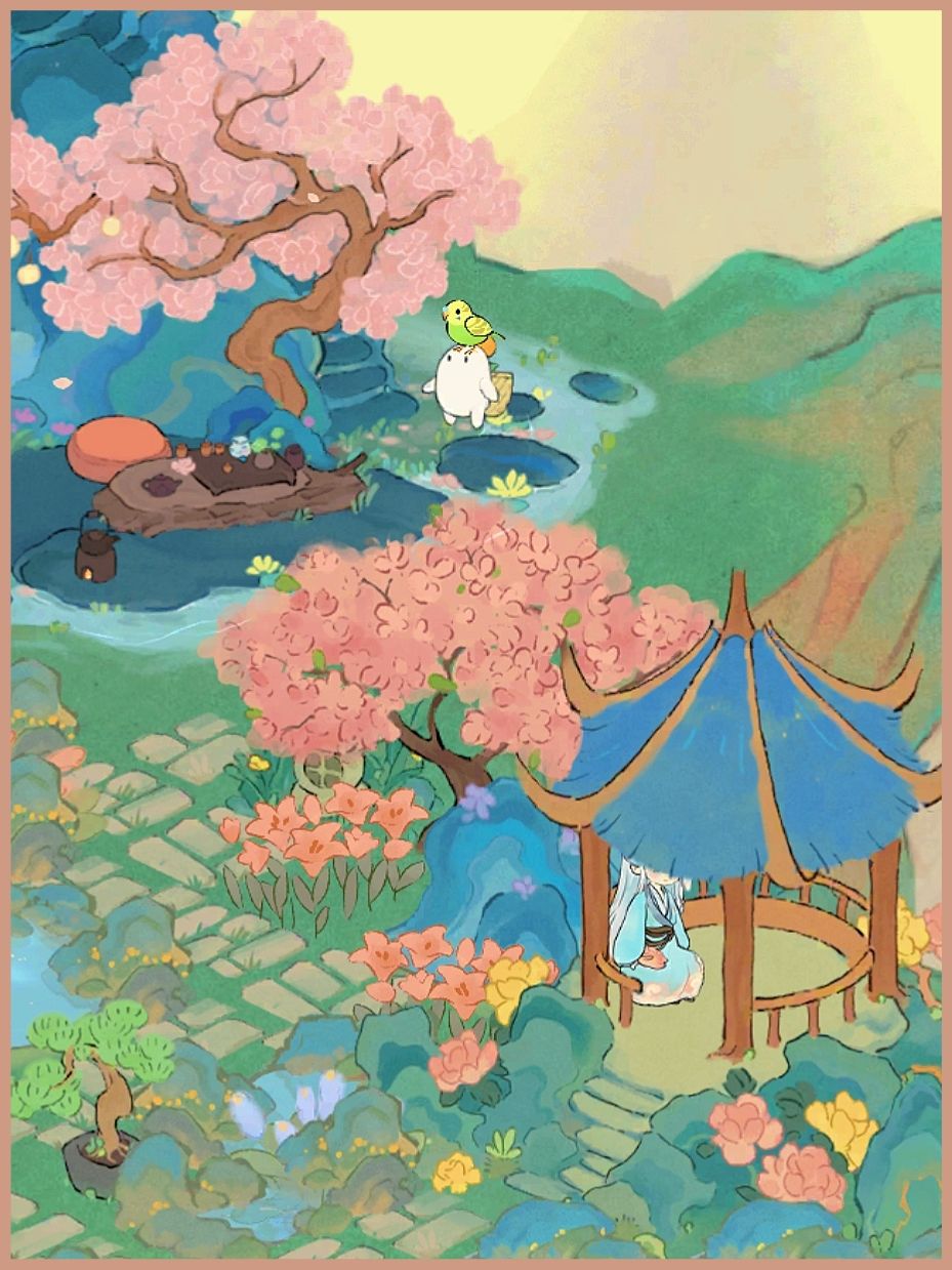 “水云溪畔乐逍遥,禅音静坐忘思虑。” 3