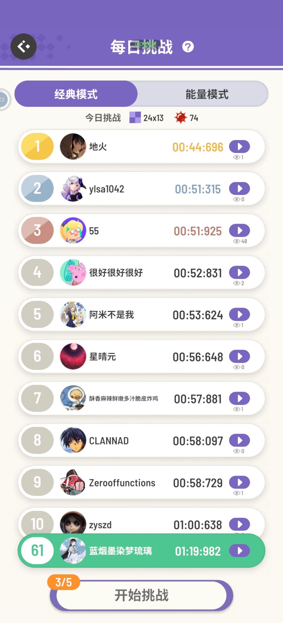 记录一下本人每日最低名次(非求助) 1