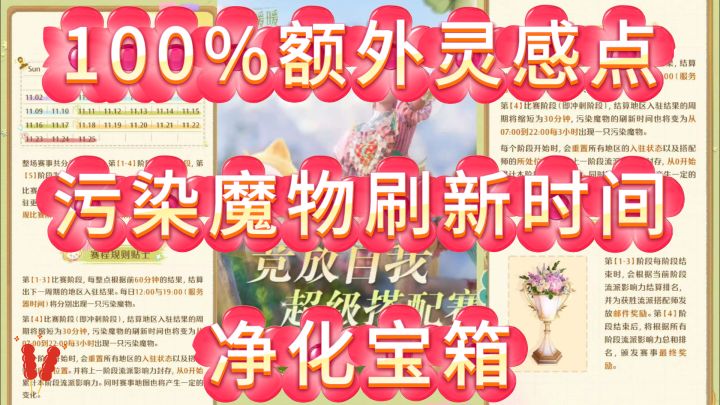 「拾光季」污染魔物刷新时间、净化宝箱、100%额外灵感点竞放自我截图