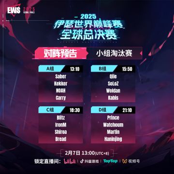 【EWS2025】全球总决赛小组淘汰赛阵容公布！