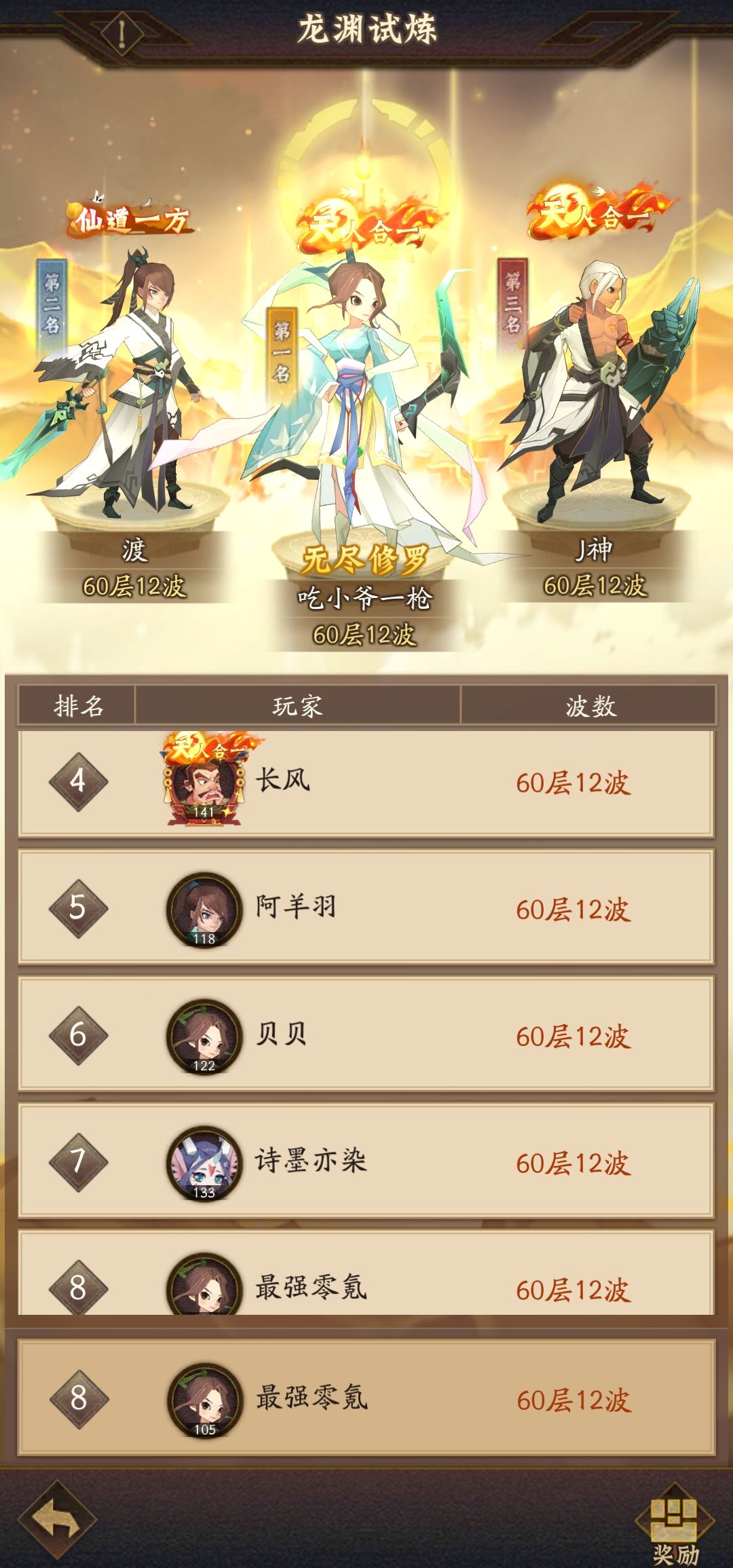 官服1区零氪第60天玲珑塔901层 1