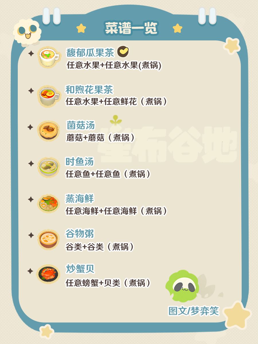 |星布谷地|全食谱收集📝 2