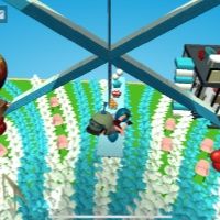 女娲3D建造悬空素材使用飞行头盔进行素材收回。