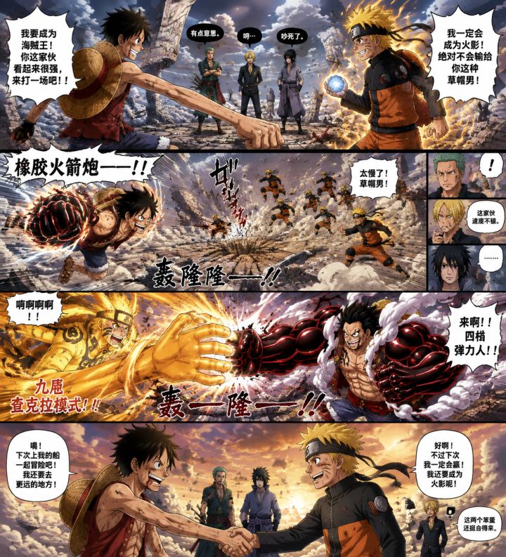 【跨番对决】蒙奇·D·路飞 VS 漩涡鸣人截图