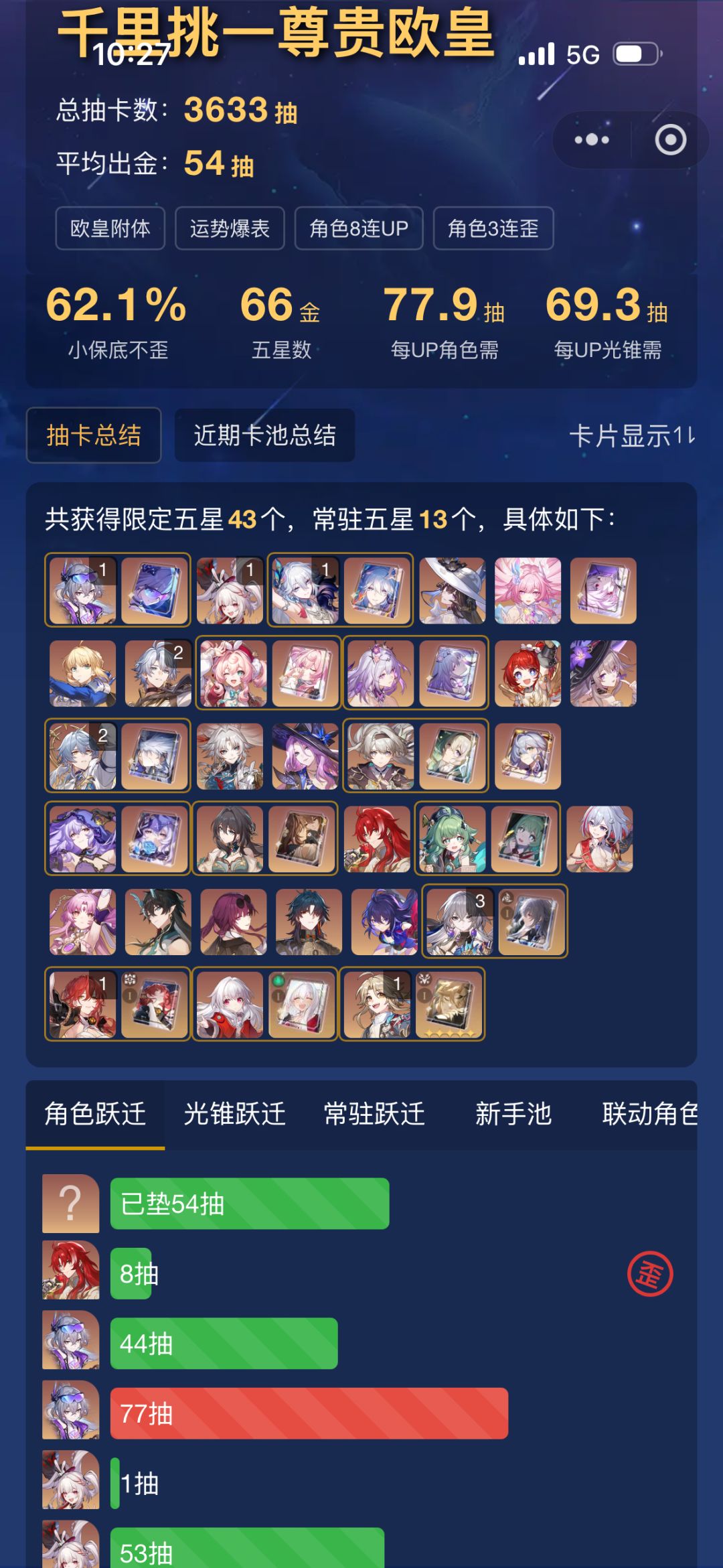 你游不歪池,我抽到up的需要抽数还没歪的低 1