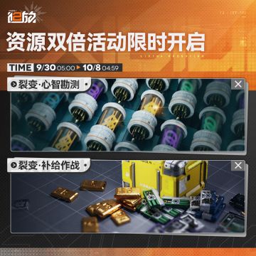 【限时活动】资源双倍掉落活动将于明日开启！