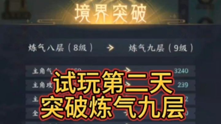 我的御剑日记,第二天,境界出生快速提升截图