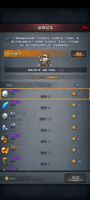 月更帖：试炼重要资源换取价格