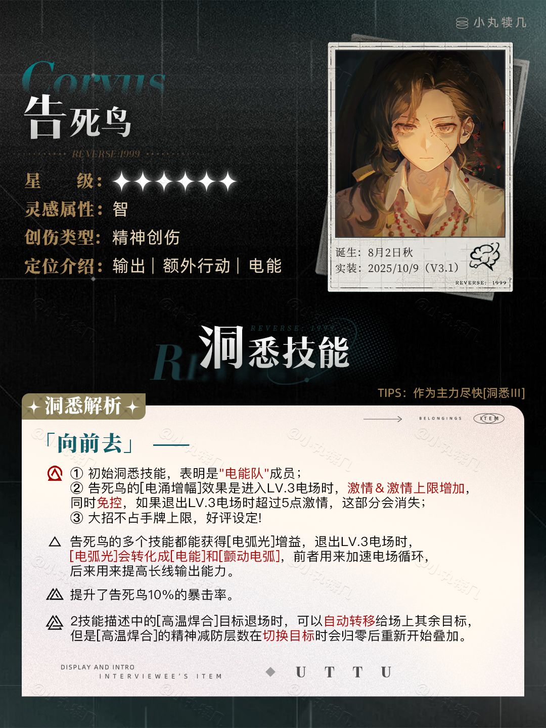 🚂『告死鸟』角色养成攻略|重返未来1999 3