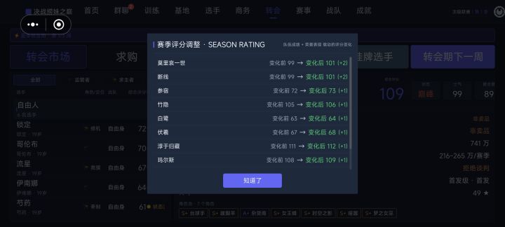 比赛打完后出现的赛季评分调整展示无法关闭截图