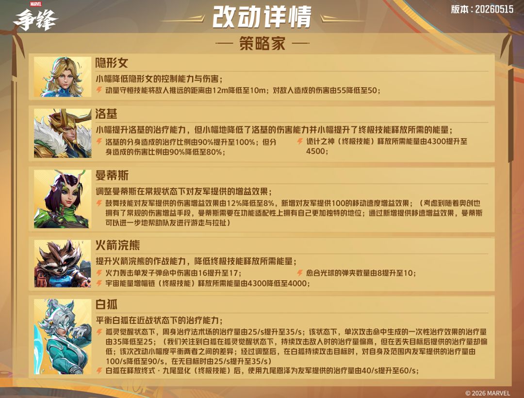 《漫威争锋》20260515版本平衡性公告 3