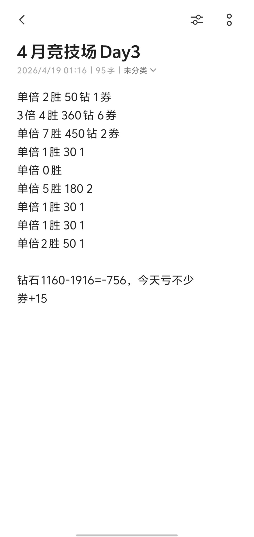 4月竞技场结束,71-77 5