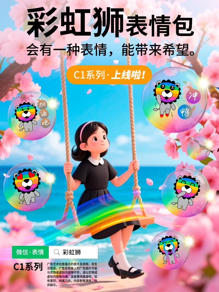 会有一种「表情」,能带来「希望」,彩虹狮C1系列表情包上线啦!截图