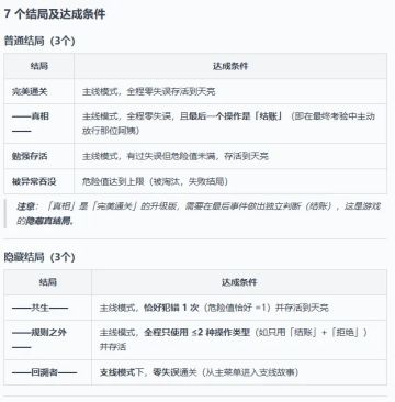 结局和成就