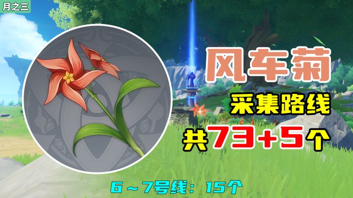 【原神】风车菊采集路线(73+5个),6~7号线:15个截图