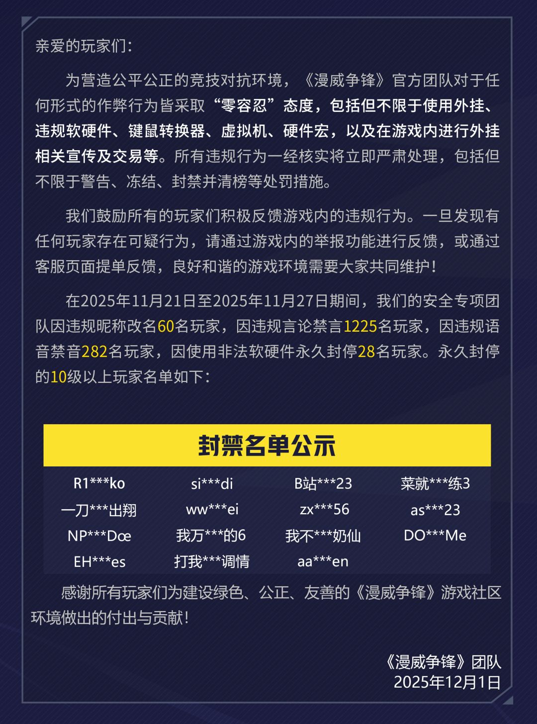 《漫威争锋》违规处罚公告 VOL.51 2