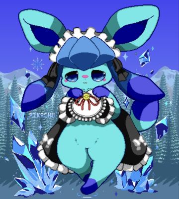 给女仆冰伊布宝宝在雪原拍一张照