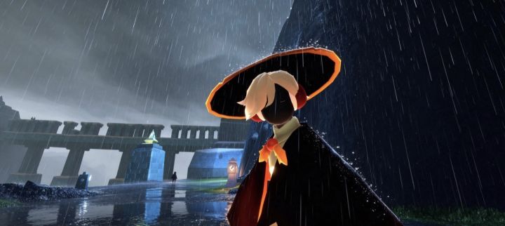 光遇的雨很大 ,有点冷截图