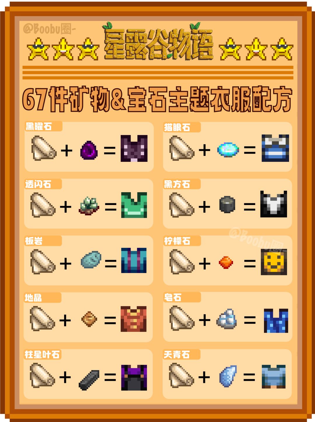 🌟星露谷🎽矿物和宝石服装制作配方攻略一览截图
