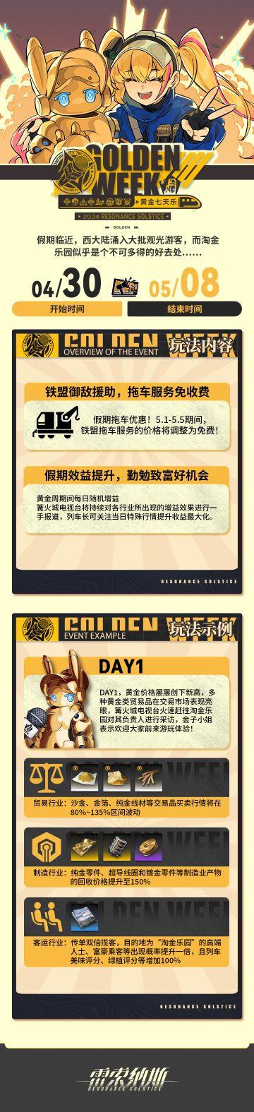 《雷索纳斯》限时激励事件“黄金周”玩法说明正式发布！