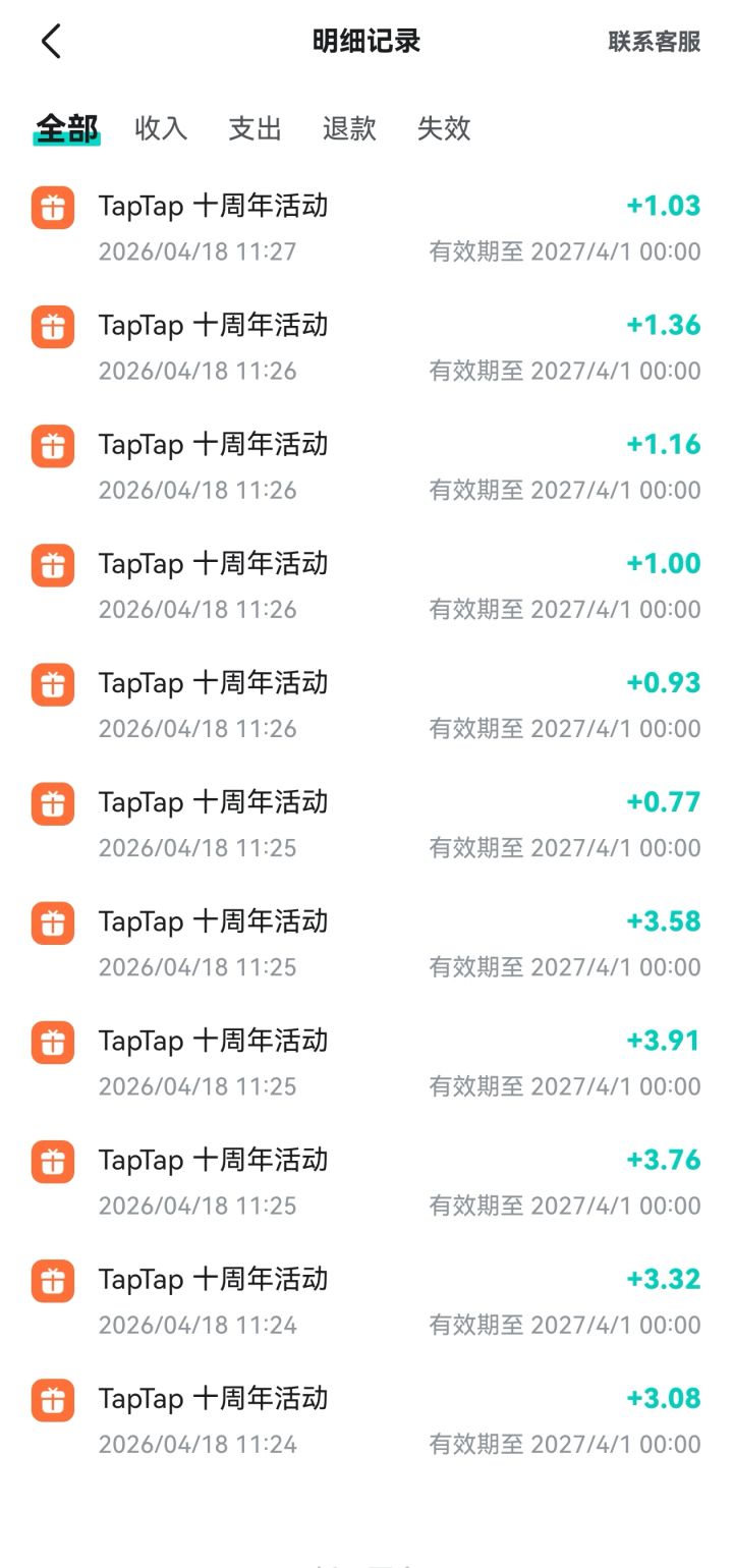 居然抽出这么多，tap十周年这么大方截图
