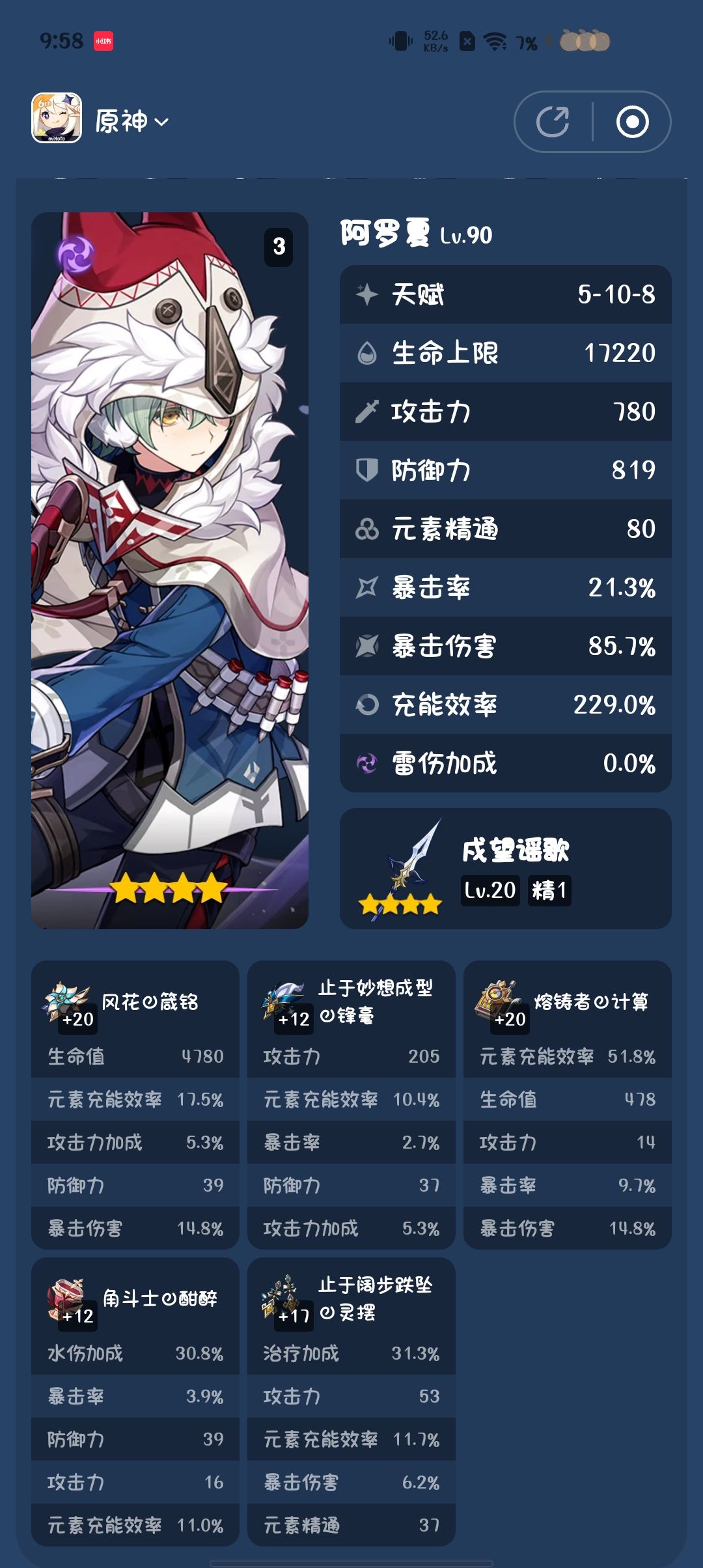实在凑不好的圣遗物只能装散套了 2