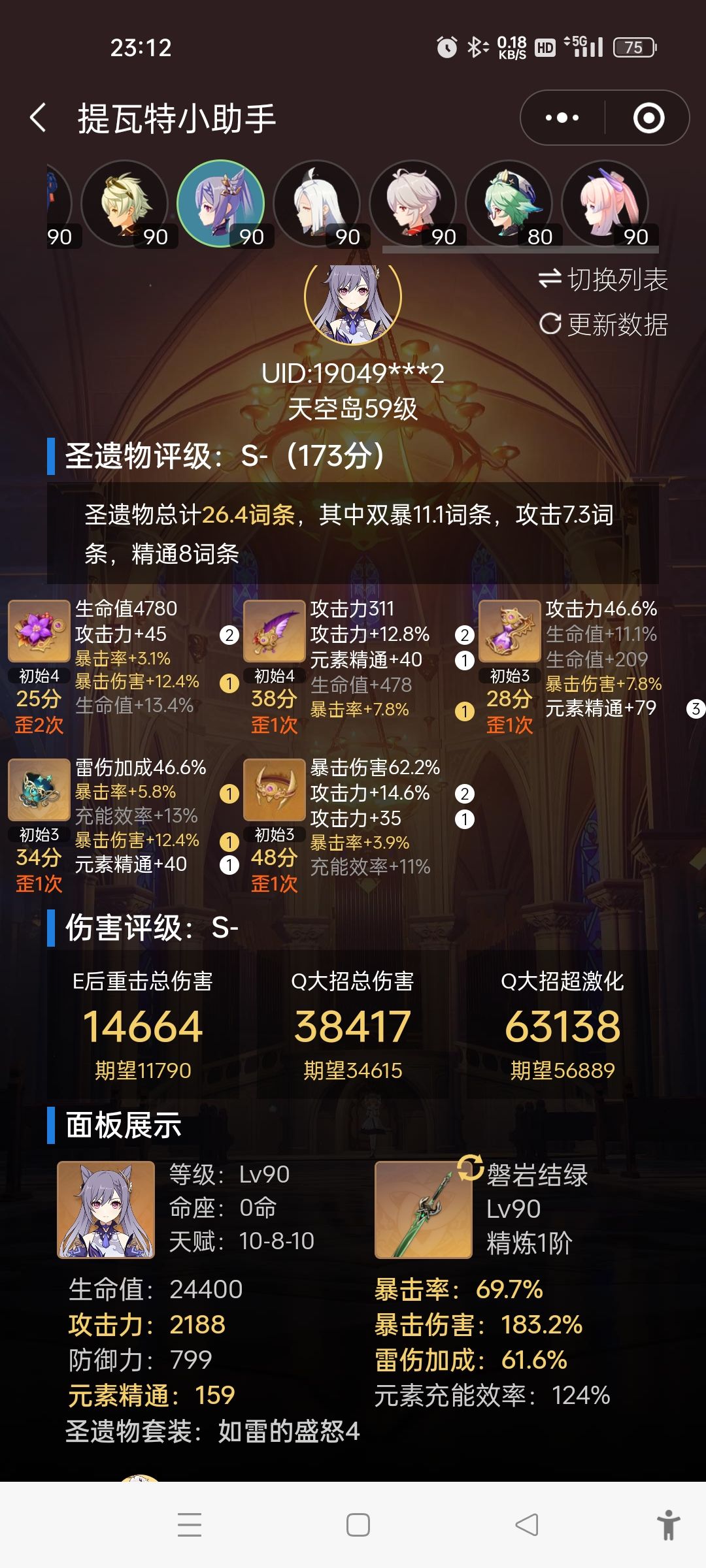 激化刻晴这面板毕业了吗 1
