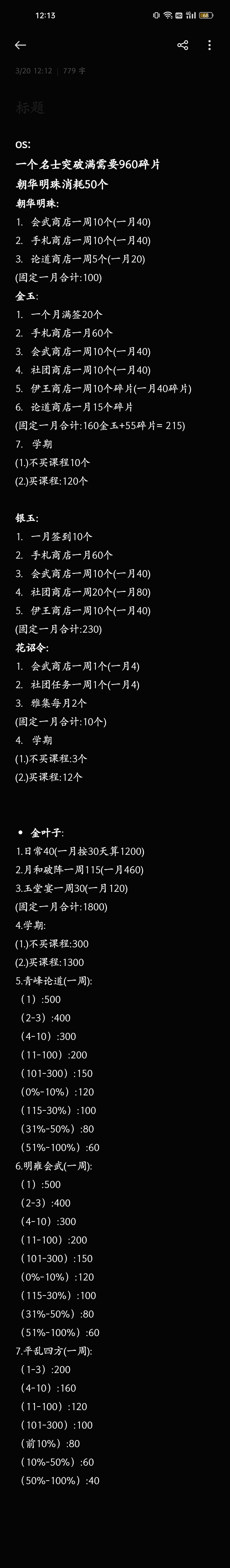 材料表 1