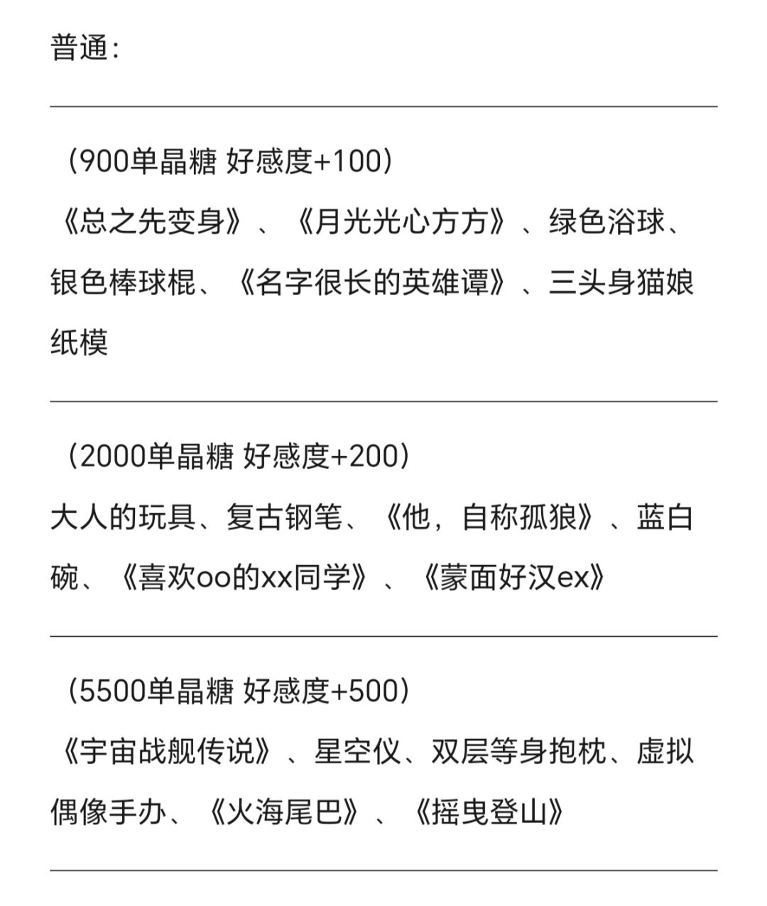 芬格里拉好感度送礼完整版 2