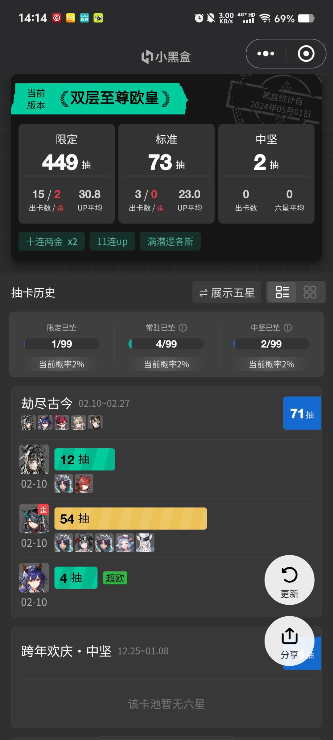 抽到了 1