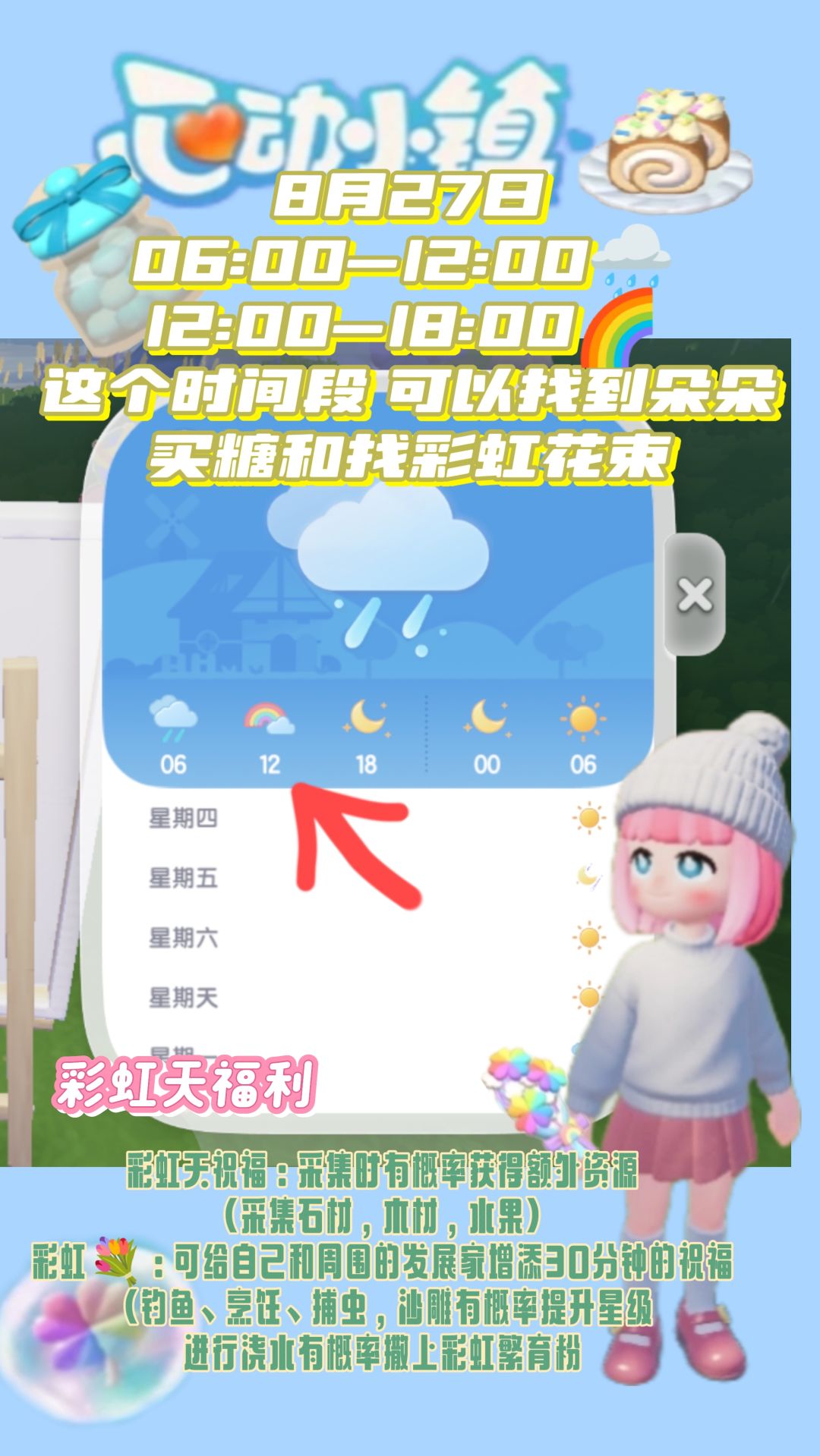 心动小镇溜溜木萤石雨天彩虹朵朵泡泡攻略 4