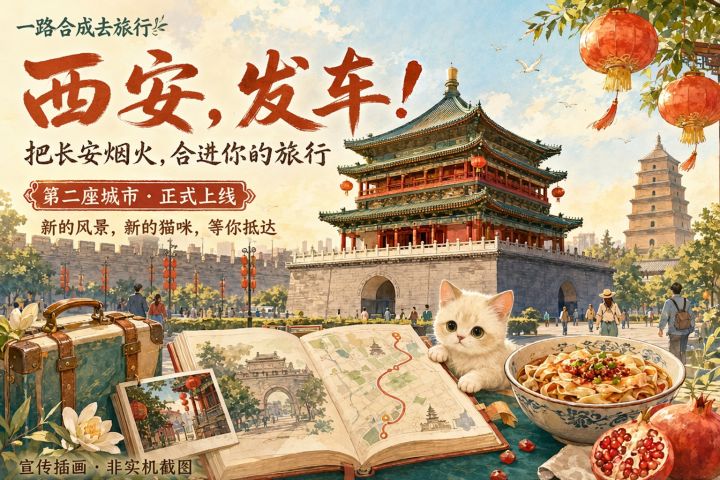 西安,发车!第二座城市上线,长安的烟火和猫咪都在等你截图