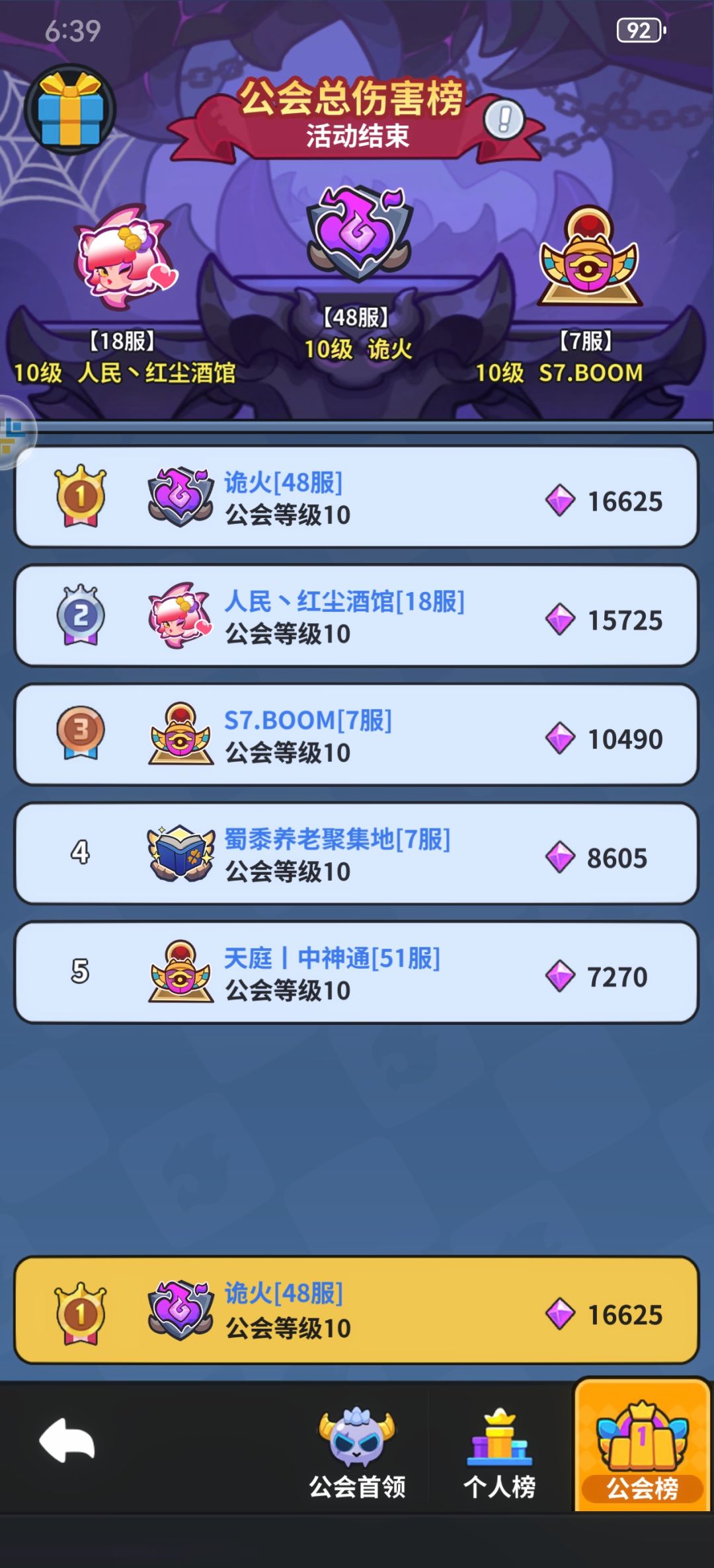 公会首领怎么没加星星? 3