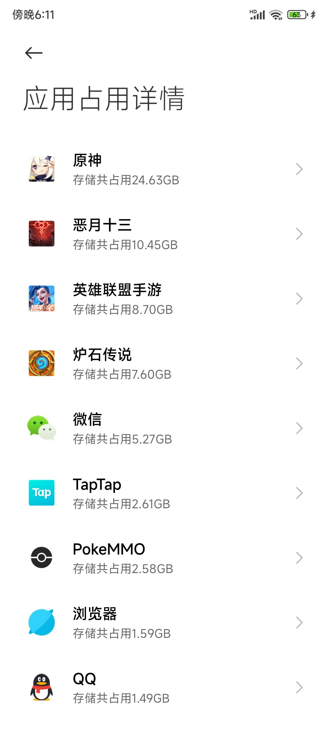 重置手机把需要用的软件都安上的时候才70G左右 2