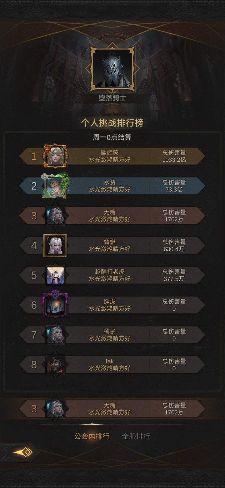 为啥全服排行还不如公会内排行截图