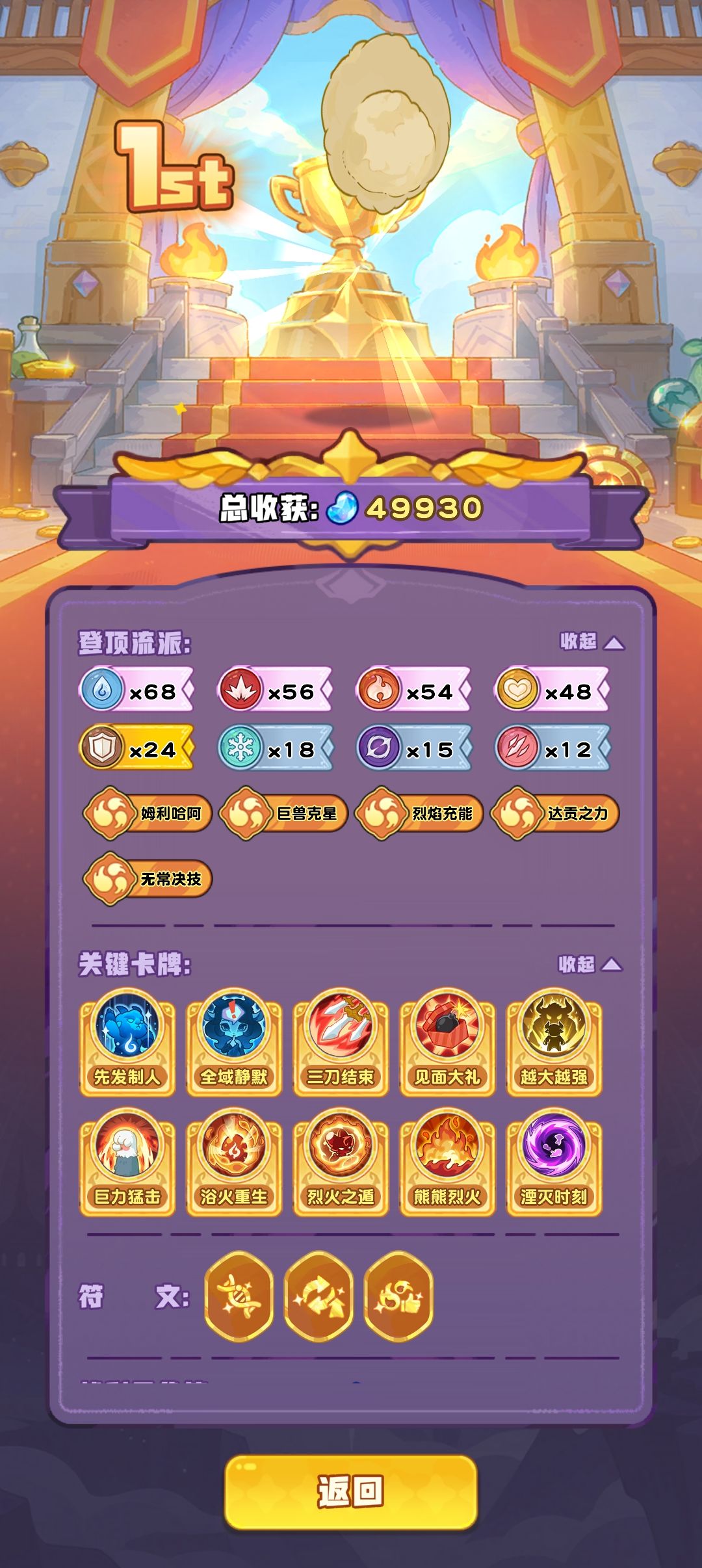 靠三金符文升到4流派40留念 1