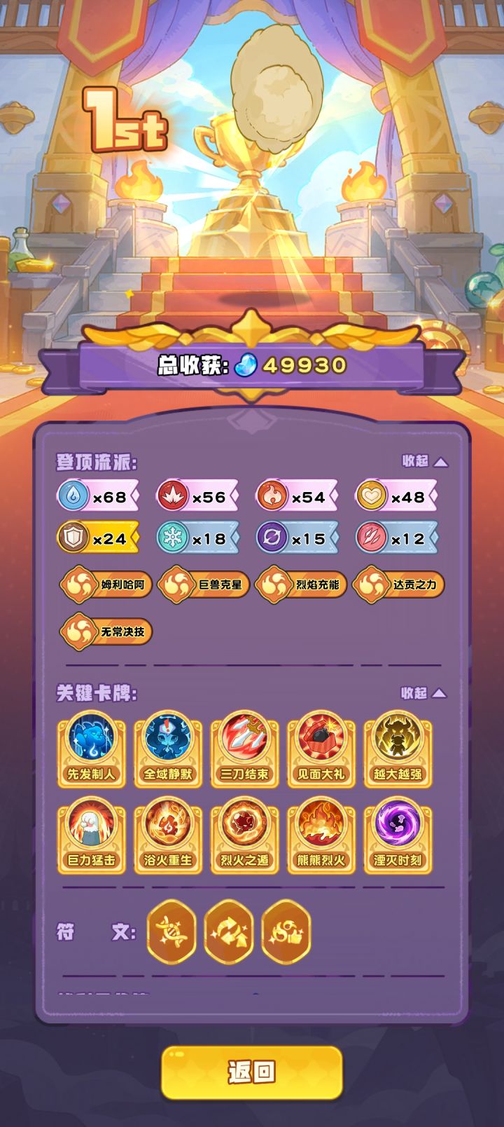 靠三金符文升到4流派40留念截图