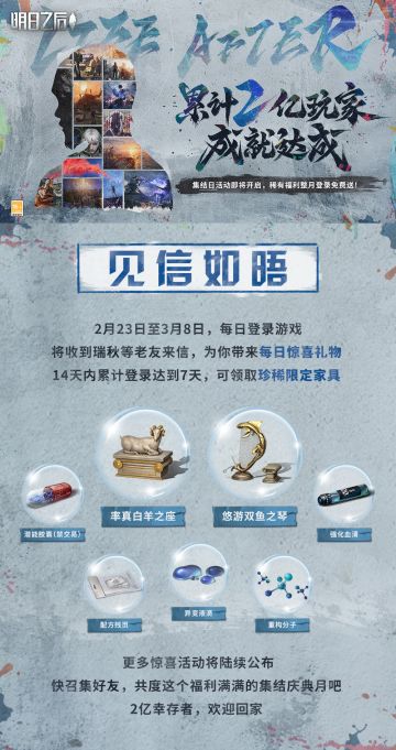 2亿幸存者集结，狂欢庆典月福利活动第二弹：【见信如晤】