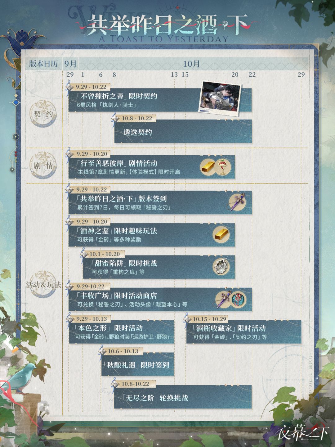 【快讯】全新版本共举昨日之酒下9月29开启 2