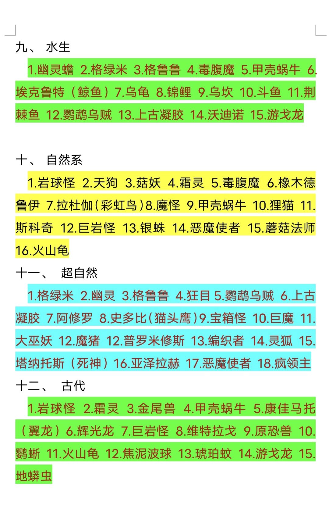 怪物乐土魔物种族分类(111全魔物) 3