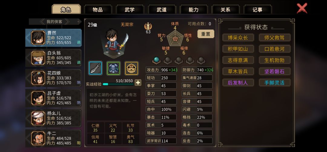 主角不增加可用点数 1