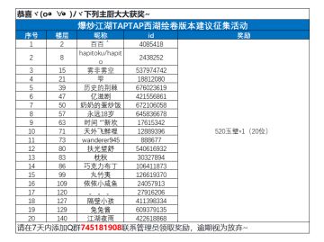 【开奖】西湖绘卷版本建议征集已开奖，恭喜各位