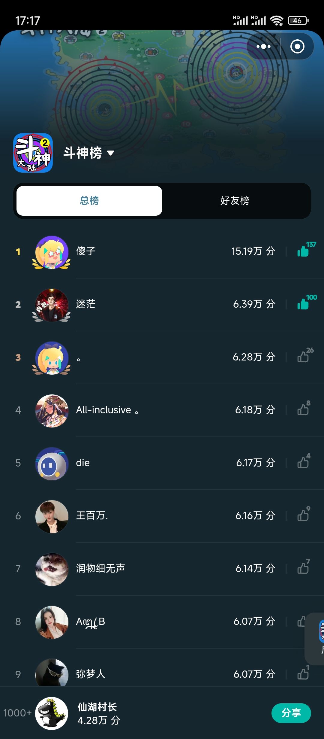 公告:排行榜重置 2