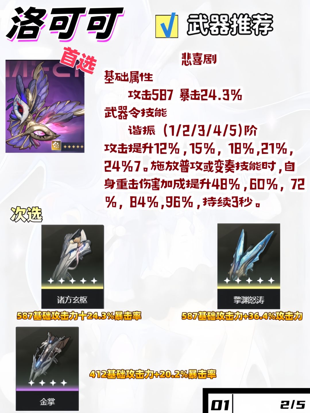 鸣潮角色/ 2.0洛可可培养攻略一图流 3