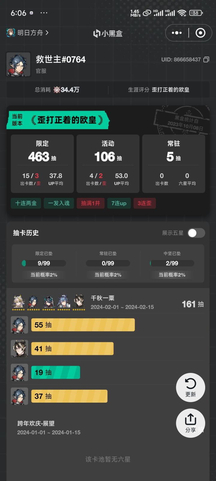 寄,大败而归,每年春节池都在抽去年的限定……上头了,这下联动池不稳了,联动池大概什么时候啊?截图