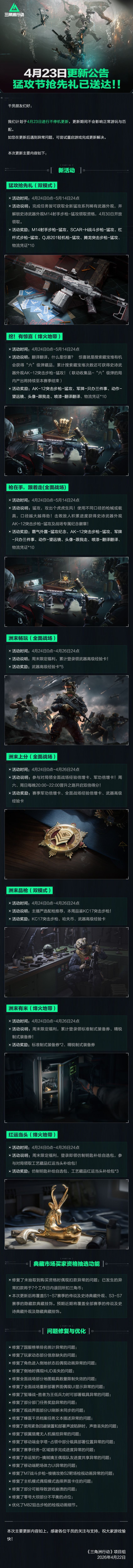 4月23日更新公告丨猛攻节抢先礼已送达！！