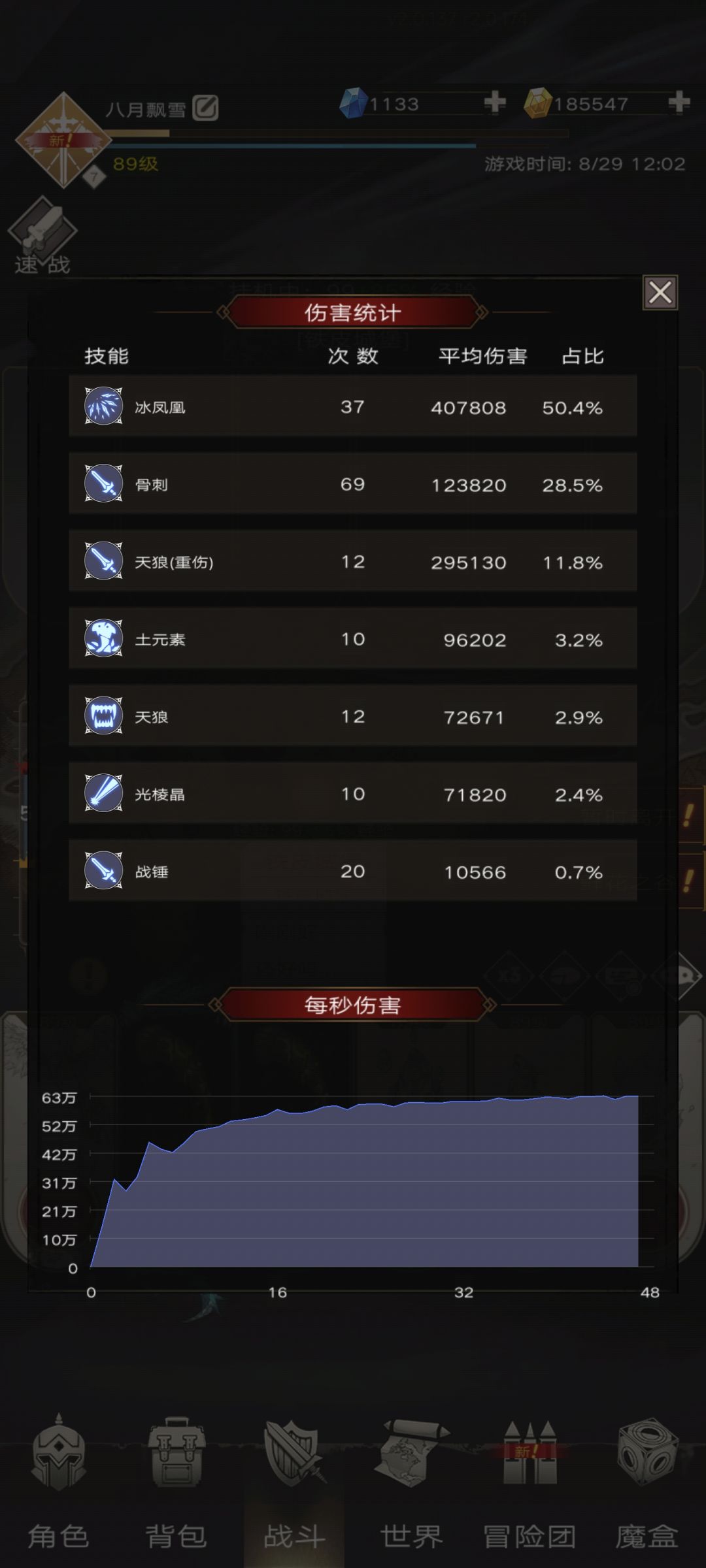 更新前后伤害的对比。 2