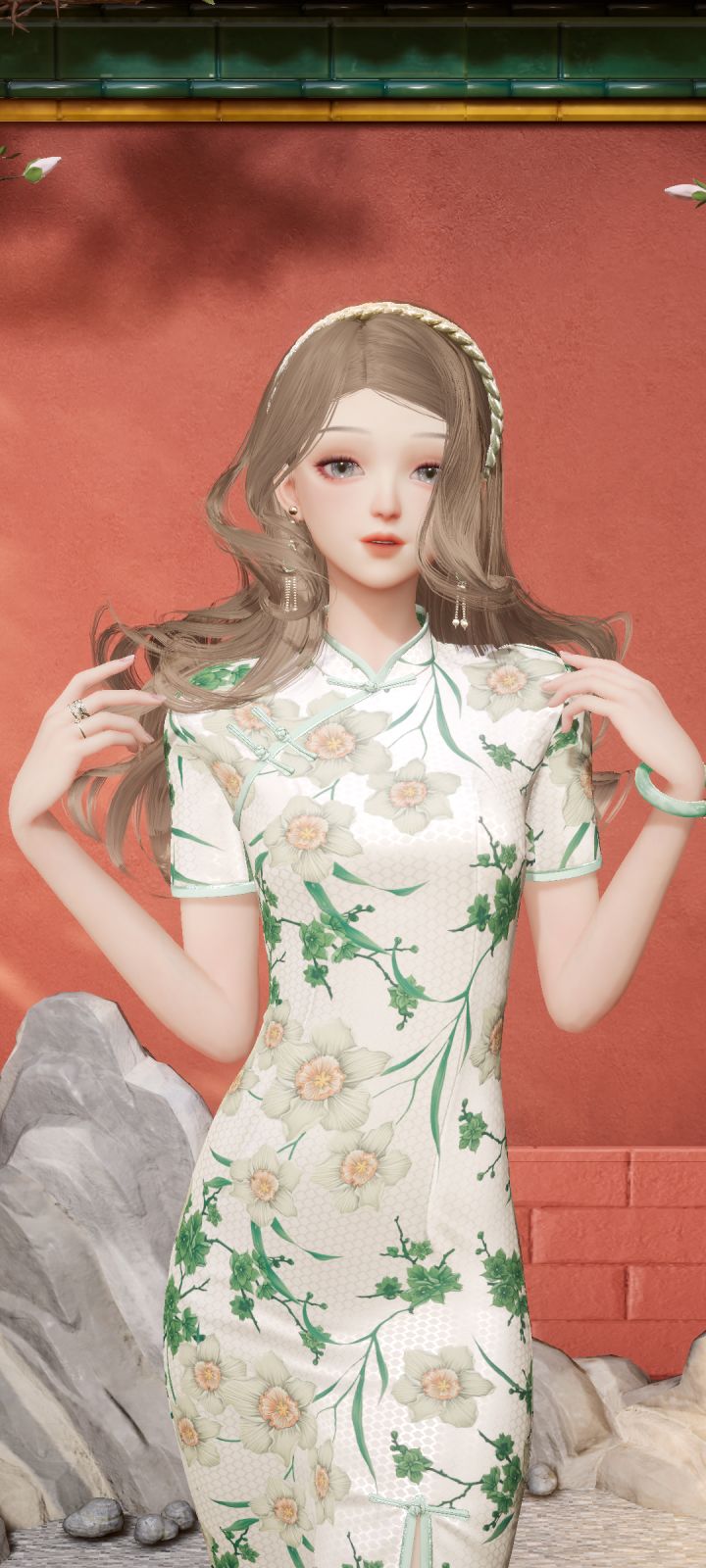 红墙配绿叶截图