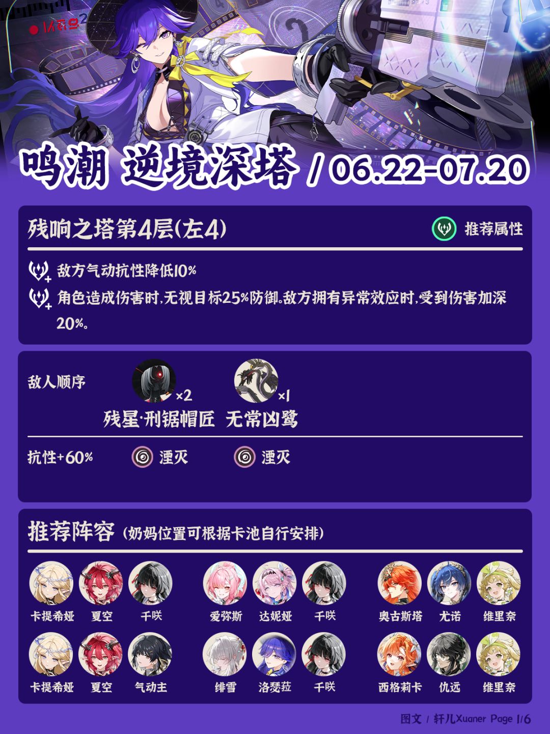 鸣潮逆境深塔260622期推荐阵容截图