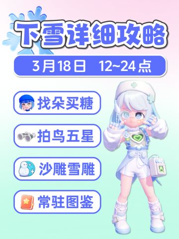 3月18日 下雪详细攻略 朵朵位置 限时图鉴